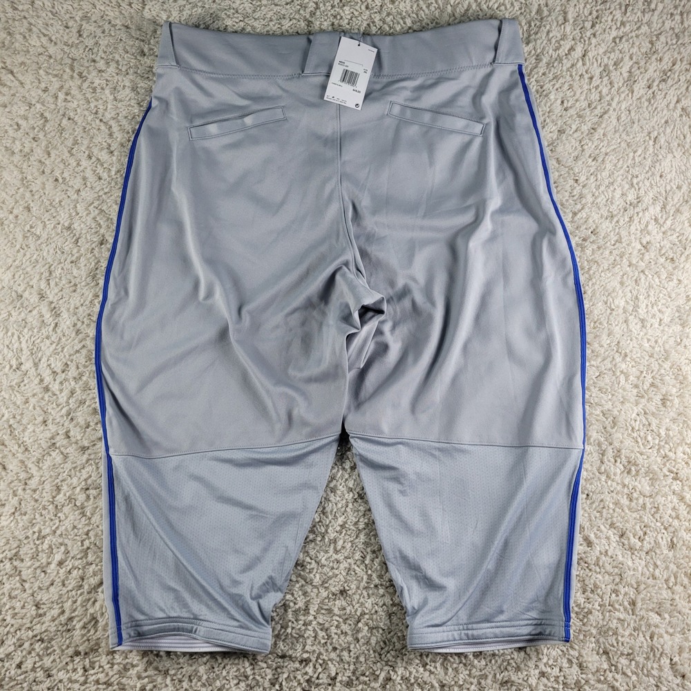 Nike Baseball Pants Mens 3XL Grey NEW BQ9021-055 Blue Side Stripe Knicker Style - Picture 3 of 13